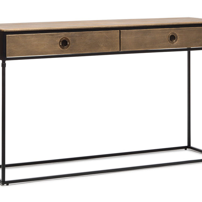 Contemporary Golden Black Hallway Console Table with Drawers