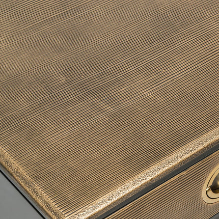 Black Bedside Table with Storage Drawer and Gold Finished Textured Top