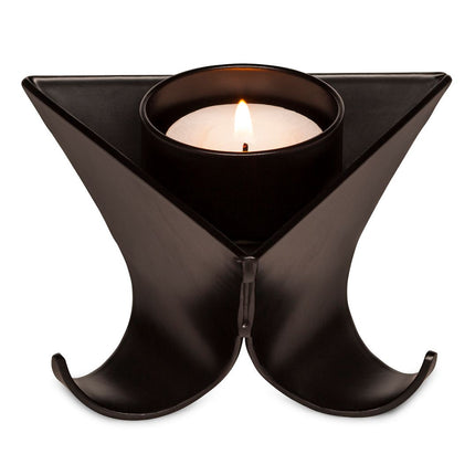 Small Decorative Black Metal Tea Light Candle Holders in Set of 3