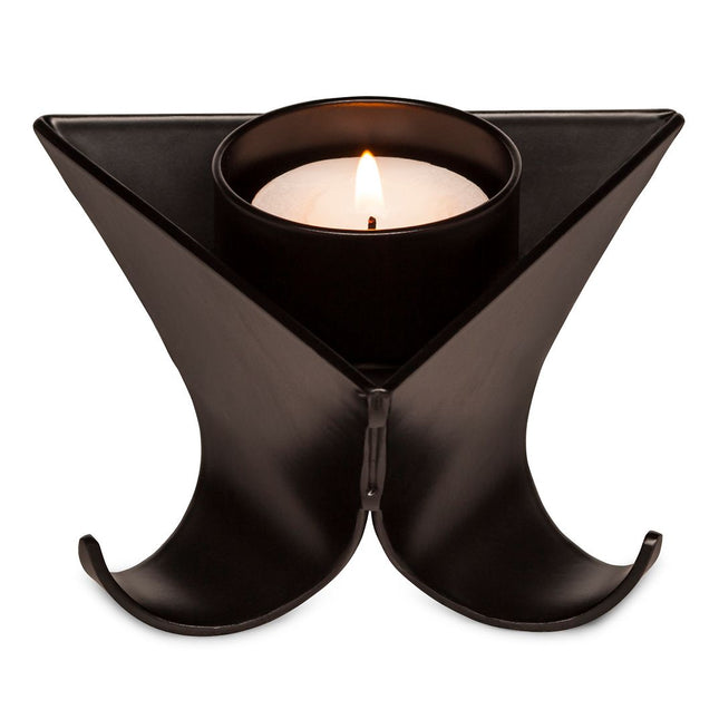 Small Decorative Black Metal Tea Light Candle Holders in Set of 3