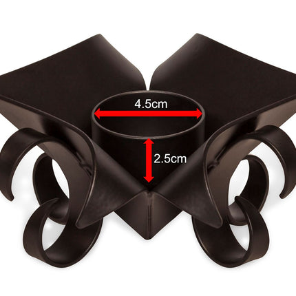 Decorative Black Metal Lotus Tea Light Candle Holders in Set of 2