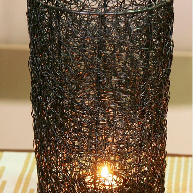 Wired Mesh Tealight Black Candle Holders - Set of 3