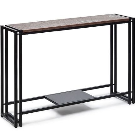 Sleek Hallway Console Table with Copper Textured Top