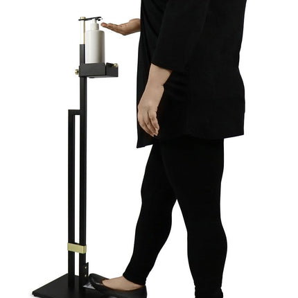 Lirash Touch Free Hand Sanitiser Dispenser Station Floor Stand Foot Operated - Gold Black