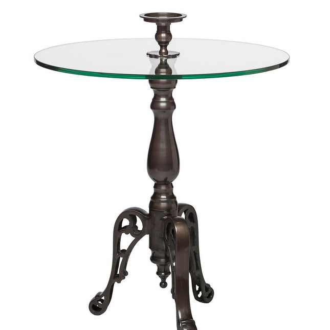 Iron Round Glass Coffee Table with Detachable Candle Holder