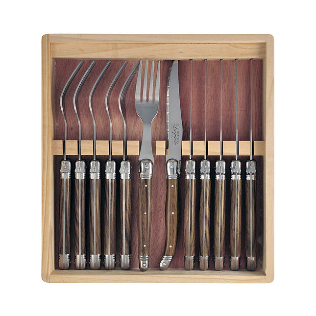 Steak Knife & Fork 12p Wooden x 6sets