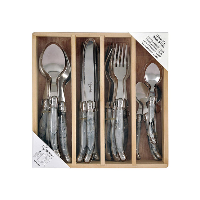 Cutlery Set 24p Marble White x 6sets