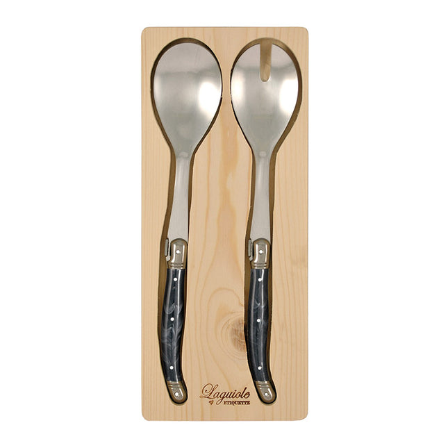 Salad Fork & Spoon Marble Black x 6sets