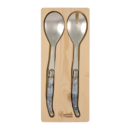 Salad Fork & Spoon Marble White x 6sets