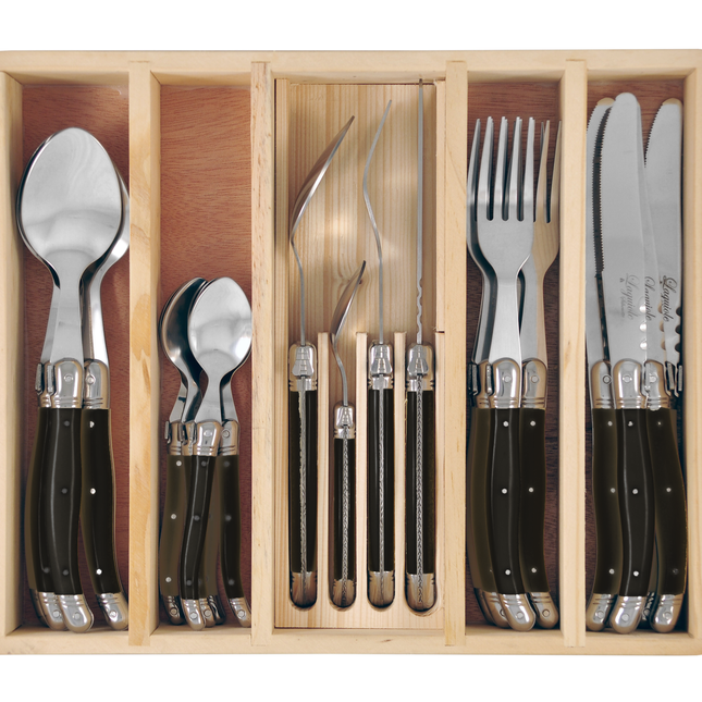 24p Cutlery Set Black x 4sets