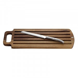 2p Acacia Bread BD & Knife Stainless Steel x 6sets