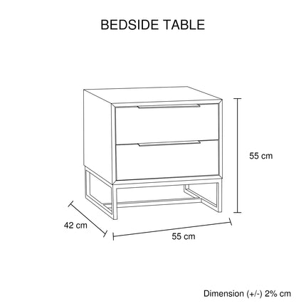 5 Pieces Bedroom Suite made in Solid Wood Acacia Veneered Queen Size Oak Colour Bed, Bedside Table, Tallboy & Dresser