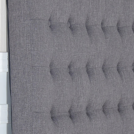 Bed Head King Charcoal Headboard Upholstery Fabric Tufted Buttons