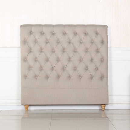 Bed Head Double Size French Provincial Headboard Upholsterd Fabric Beige
