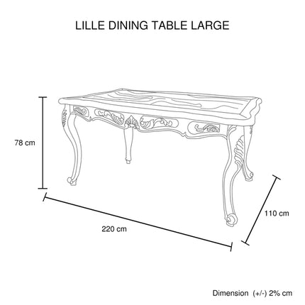 Large Size Oak Wood White Washed Finish Dining Set