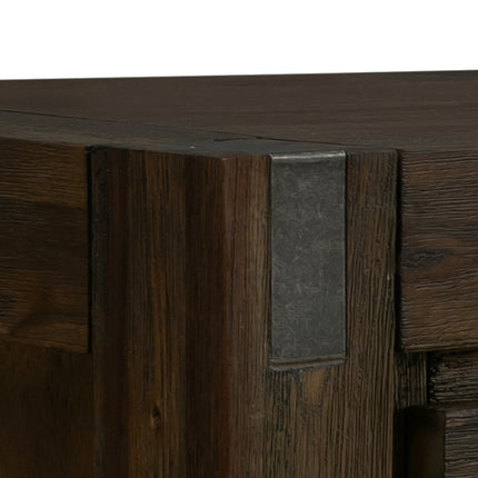 Hall Table 2 Storage Drawers Solid Acacia Wooden Frame Hallway in Chocolate Color
