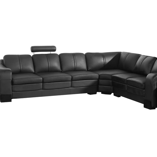 Lounge Set Luxurious 6 Seater Faux Leather Corner Sofa Living Room Couch in Black with 2x Ottomans