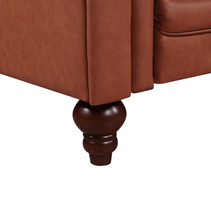 Single Seater Brown Sofa Armchair for Lounge Chesterfireld Style Button Tufted in Faux Leather
