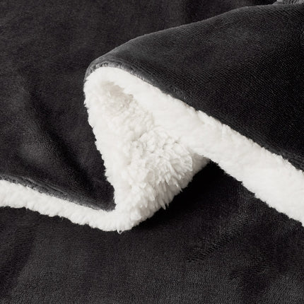 2 in 1 Teddy Sherpa  Quilt Cover Set and Blanket single size charcoal