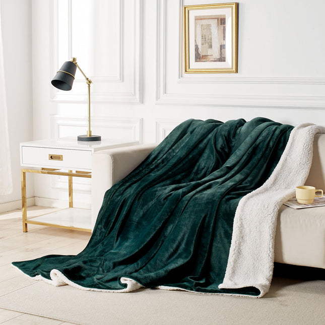 2 in 1 Teddy Sherpa  Quilt Cover Set and Blanket single size emerald green