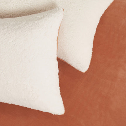 2 in 1 Teddy Sherpa  Quilt Cover Set and Blanket single size terracotta