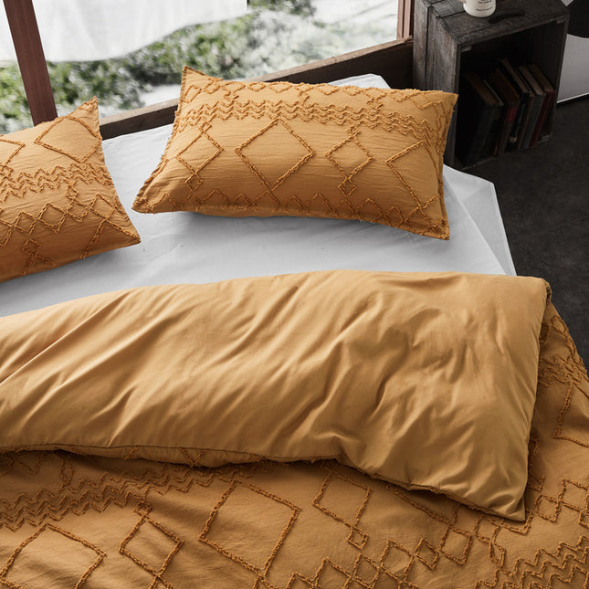 Tufted ultra soft microfiber quilt cover set-single caramel