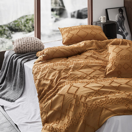 Tufted ultra soft microfiber quilt cover set-single caramel