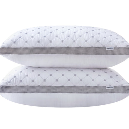 Luxury Bamboo Cooling Twin pack plush down-like pillows with 2 bonus quilted waterproof pillow protectors