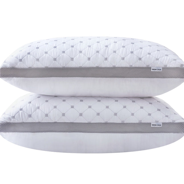 Luxury Bamboo Cooling Twin pack plush down-like pillows with 2 bonus quilted waterproof pillow protectors