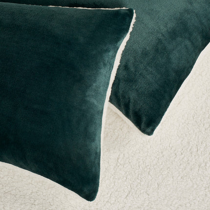 2 in 1 Teddy Sherpa  Quilt Cover Set and Blanket double size emerald green