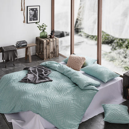 Tufted ultra soft microfiber quilt cover set-double sage green