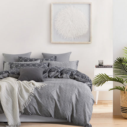 Manhattan 100% cotton reversible quilt cover set-queen size