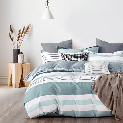 Nathan 100% cotton reversible quilt cover set-queen size