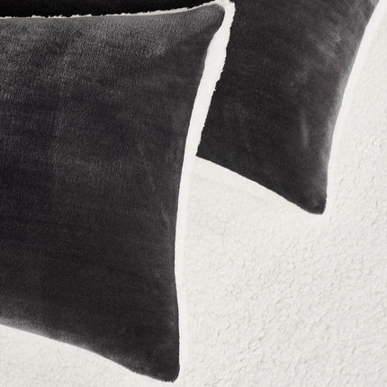 2 in 1 Teddy Sherpa  Quilt Cover Set and Blanket queen size charcoal