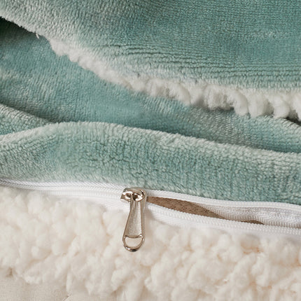 2 in 1 Teddy Sherpa  Quilt Cover Set and Blanket queen size sage green