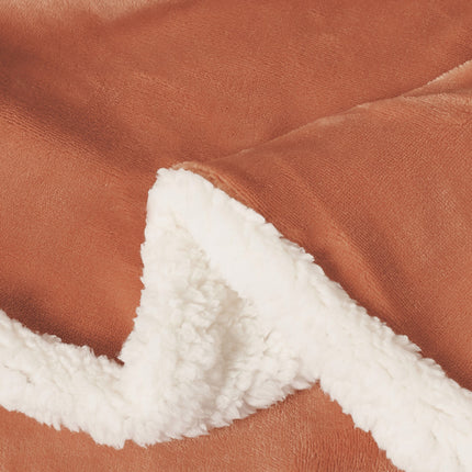 2 in 1 Teddy Sherpa  Quilt Cover Set and Blanket queen size terracotta