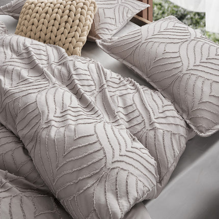 Tufted ultra soft microfiber quilt cover set-queen beige