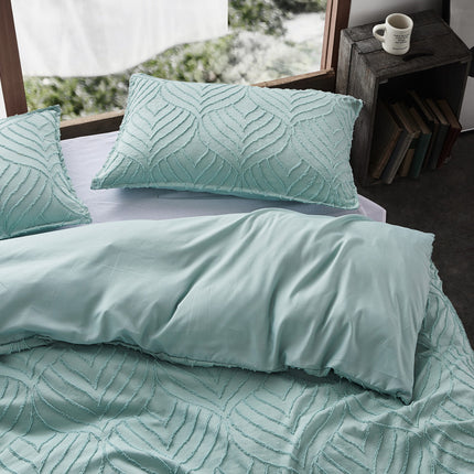 Tufted ultra soft microfiber quilt cover set-queen sage green