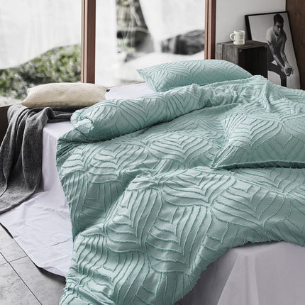 Tufted ultra soft microfiber quilt cover set-queen sage green