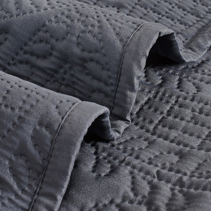 Lisbon Quilted 3 Pieces Embossed Coverlet Set-queen/king charcoal