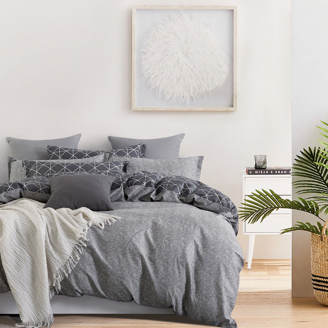 Manhattan 100% cotton reversible quilt cover set-king size