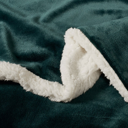 2 in 1 Teddy Sherpa  Quilt Cover Set and Blanket king size emerald green