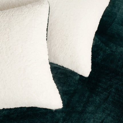 2 in 1 Teddy Sherpa  Quilt Cover Set and Blanket king size emerald green