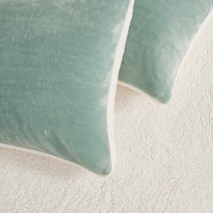 2 in 1 Teddy Sherpa  Quilt Cover Set and Blanket king size sage green