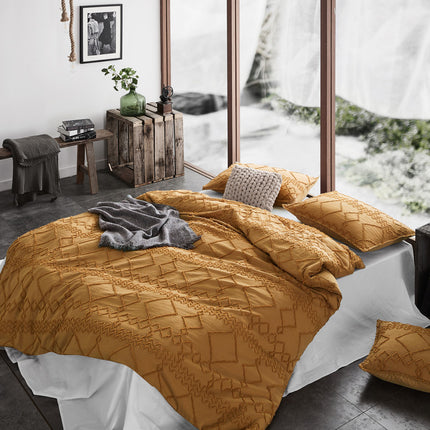 Tufted ultra soft microfiber quilt cover set-king caramel