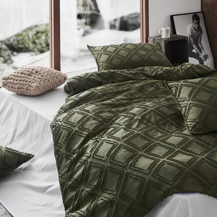 Tufted ultra soft microfiber quilt cover set-king khaiki green