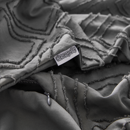 Tufted ultra soft microfiber quilt cover set-king smoke