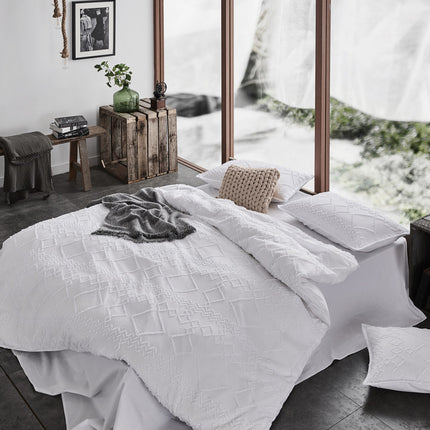 Tufted ultra soft microfiber quilt cover set-king white