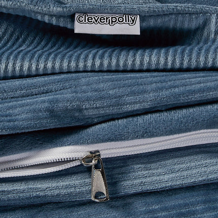 Corduroy Velvet Super King Bed Quilt Cover Set-Ash Blue