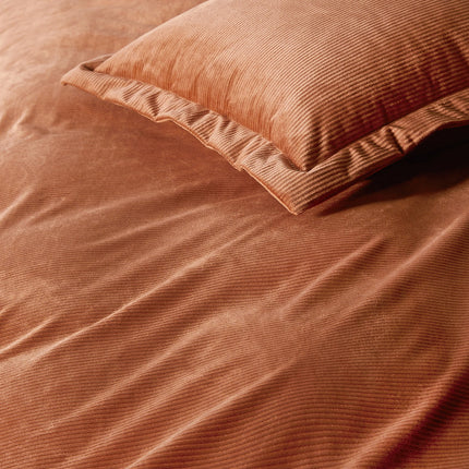 Corduroy Velvet Super King Bed Quilt Cover Set-Bronze